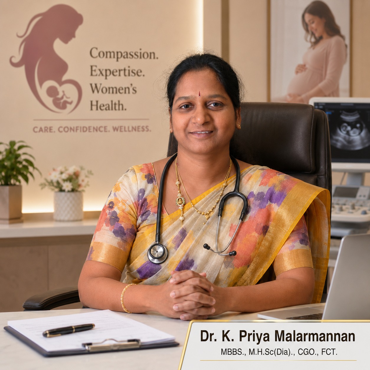Professional consultation scene representing women's health and clinical leadership