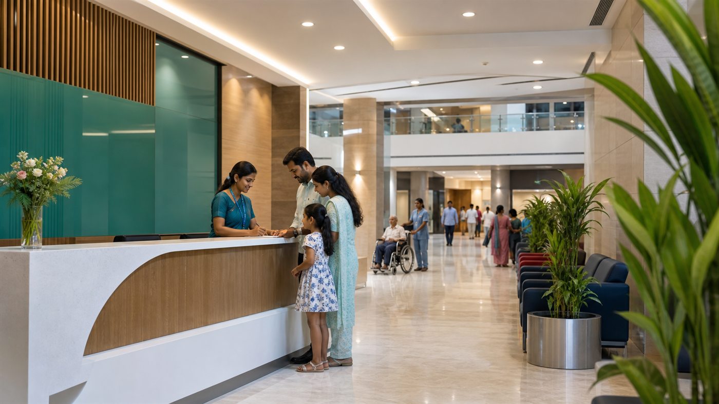 Premium patient guidance and reception environment inside the hospital