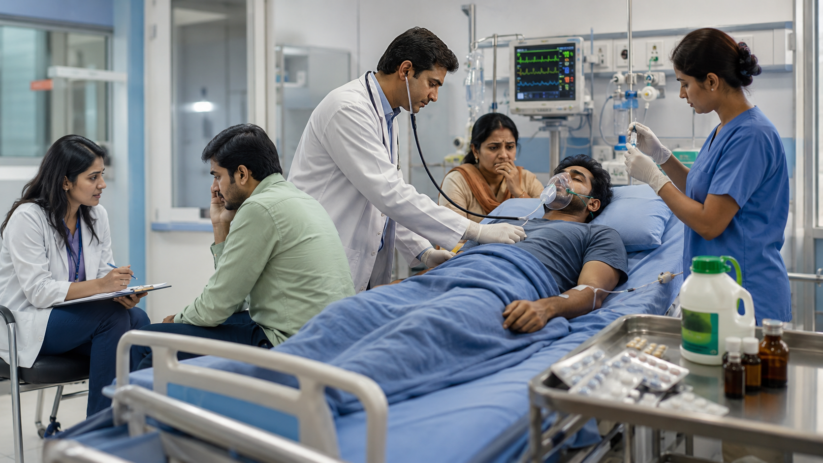 Emergency team in a hospital critical care setting